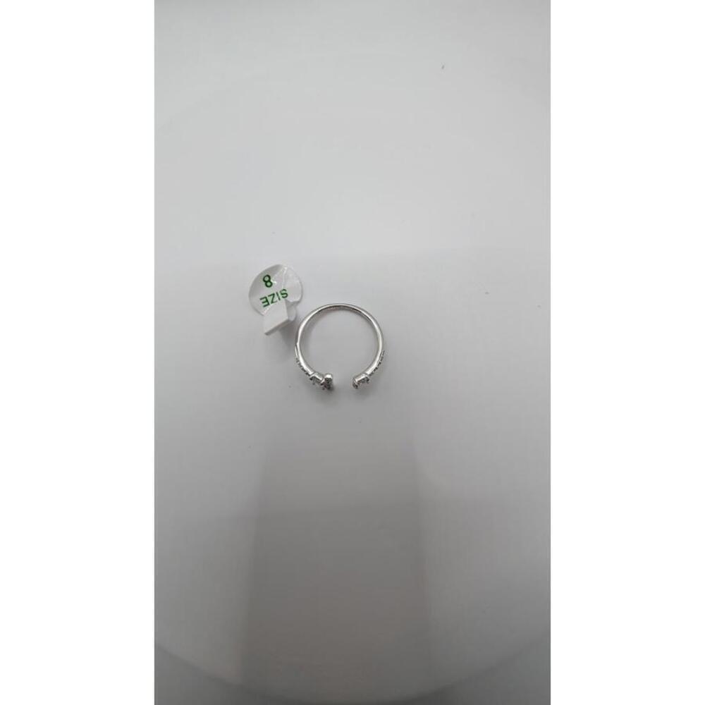 Silver Open Band Ring with Clear Gemstones Size 8 - Picture 7 of 7
